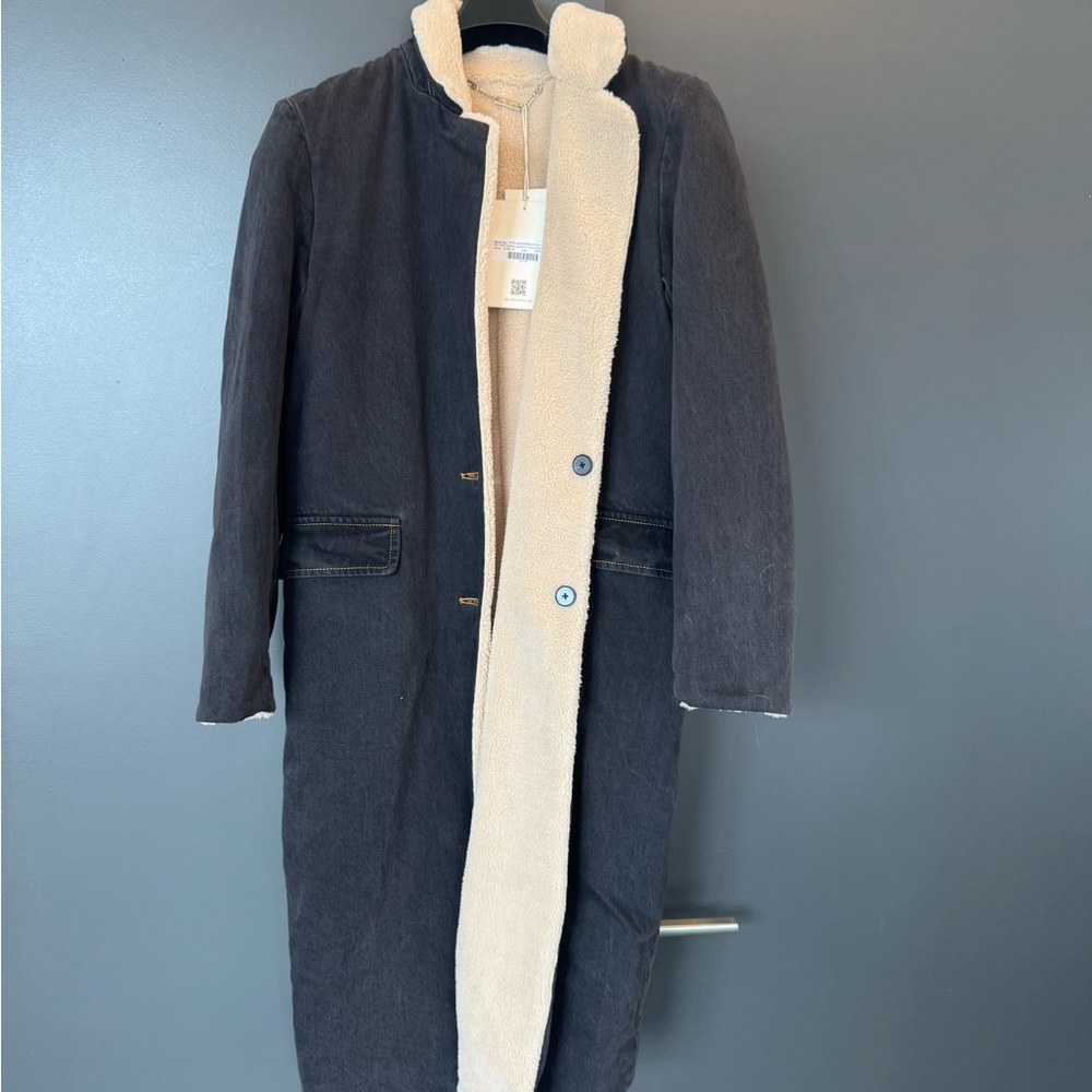 Women's Black Coat with Cream Lining
